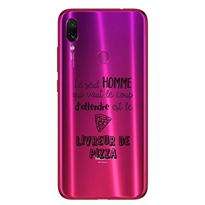 Zokko Beschermhoes voor Xiaomi Redmi Note 7 pizza-boek – zacht, transparant, zwarte inkt