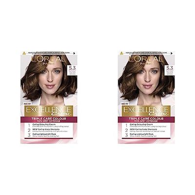 L'Oréal Paris Excellence Crème Permanent Hair Dye, Radiant At-Home Hair Colour with up to 100% Grey Coverage, Pro-Keratin, Up to 8 Weeks of Colour, Colour: 8 Natural Blonde (Pack of 2)