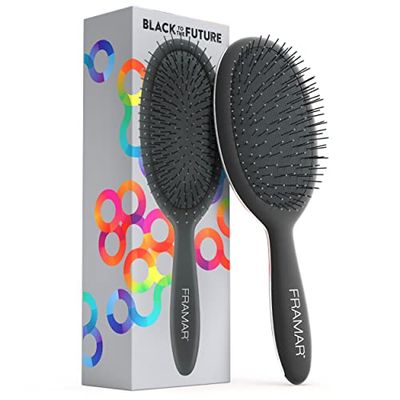 FRAMAR Brosse Demelante Cheveux Bouclés - Brosse Cheveux Bouclés, Brosse a Cheveux Demelante, Brosse Cheveux Demelante, Brosse Magique Cheveux Démêlant, Brosse Cheveux Homme, Brosse à Cheveux – Noir