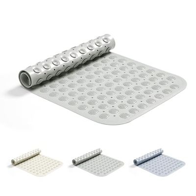 Good Nite halkfri badmatta 70 x 38 cm badkarsmatta duschmatta maskintvättbar badbadkar matta med sugkoppar dräneringshål gummi badmattor halkfria anti-mögel extra lång badmatta grå