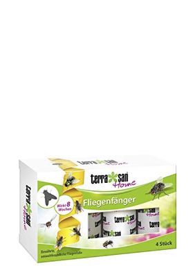 Terrasan Home pułapka na muchy, 4 sztuki, przyjazna dla środowiska, taśma klejąca z produktów naturalnych, 8 tygodni działania