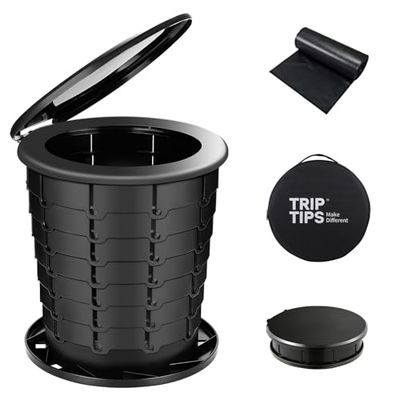 TRIPTIPS Draagbaar toilet, inklapbaar, reistoilet, in hoogte verstelbaar, campingtoilet, voor volwassenen en kinderen, voor gebruik in caravan of camper