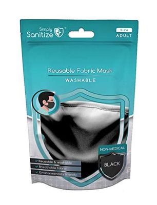 Simply Sanitize Reusable Fabric Black Face Mask, NM001