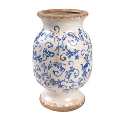 Romimex Vaas, blauw, wit, porselein, 20 x 32 x 20 cm