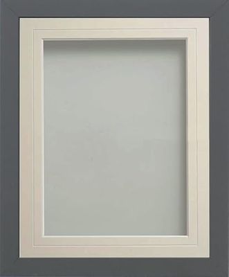 Frame Company Allington Grey Photo Frame with Ivory V-Groove Mount, 16x12 for 13x9 inch, fitted with perspex