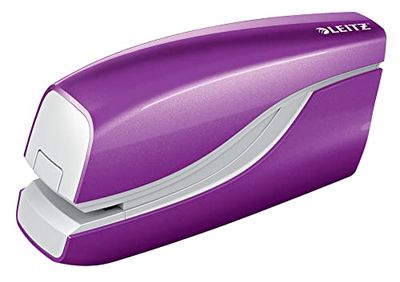 Leitz Cucitrice Elettrica, Capacità fino a 10 Fogli, Alimentazione a Batteria, Gamma WOW, 55661062, Viola