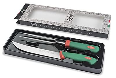 Sanelli Premana Professional, Lot de 2 pièces BBQ, acier inoxydable, vert/rouge