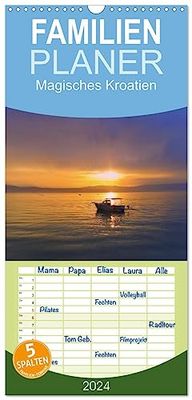 Pianificatore Familienplaner 2024 - Magisches Kroatien mit 5 Spalten (Wandkalender, 21 cm x 45 cm) CALVENDO