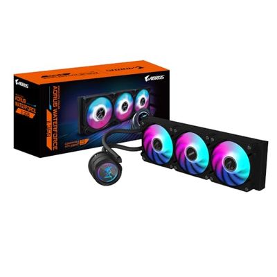 GIGABYTE AORUS WATERFORCE II 360 AIO Refroidisseur Liquide pour processeur - 3X Ventilateurs ARGB de 120 mm, mécanisme d'emboîtement, Daisy-Chain, Compatible avec Intel LGA 1851 et AMD AM5