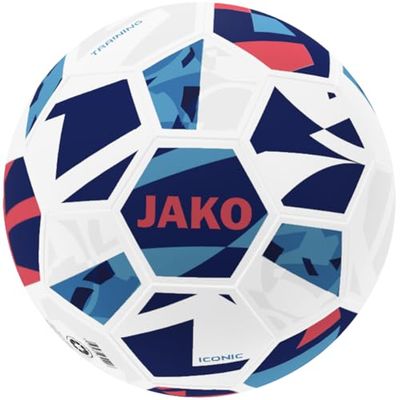 JAKO Ikonisk träningsboll, vit/marin/koral, 5