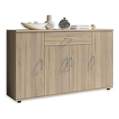 Stella Trading Lilly Confortável na aparência de carvalho Sonoma, aparador moderno com muito espaço de armazenamento para a sua sala de estar, 30 T x 118 B x 70 H Schubladen, 30 P x 118 An x 70 cm (1