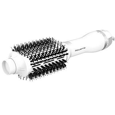 Rowenta Volumizer Brosse chauffante ovale , Décolle les racines, Sèche et coiffe simultanément, Booste le volume naturel des cheveux, XL pour un coiffage très efficace CF6130F0, Blanc et Argent