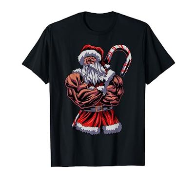 Babbo Natale Palestra Muscoli Vacanza Natale Idea Regalo Maglietta