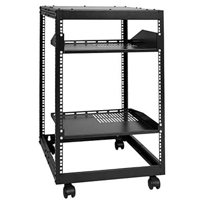 VEVOR Rack de Servidor de Marco Abierto de 15U, Profundidad Ajustable de 23"-40", Rack de Servidor de Red, 4 Postes con Ruedas, sostiene Todos Sus Equipos de TI de Red Módem enrutador de Engranaje