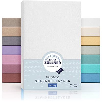 Julius Zöllner 8380313100 Jersey Hoeslaken, Dubbelpak Voor Het Kinderbed, Maat 60 x 120/70 x 140, Wit