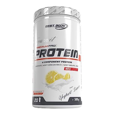 Best Body Nutrition Gourmet Premium Pro Protein, boîte de Yaourt de citron, Shake protéiné à 4 composants: Caséinate, concentré de whey, isolat de whey, protéine d'œuf, boîte de 500 g