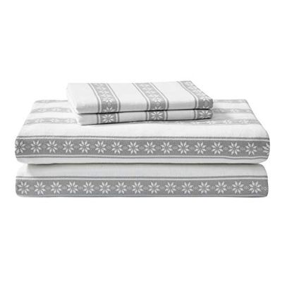 Eddie Bauer Sängkläder, Queen, lakan, varm ventilerande bomullsflanell, med djupa fickor, borstade för extra mjukhet, mysig heminredning, Oeko-Tex-certifierad (Snowflake Fair Isle, Queen)