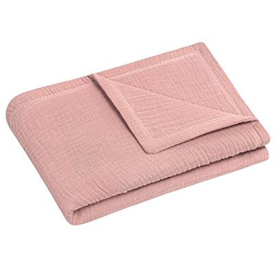 Julius Zöllner Couverture Douillette Taille 70/100, fabriquée en Allemagne, 100% Mousseline de Coton, certifiée Oeko-Tex Standard 100, Rose poussiéreux