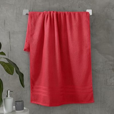 Catherine Lansfield Zero Twist - Toalla de baño (algodón, 90 x 140 cm), Color Rojo
