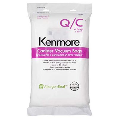 Kenmore Canister Vacuum Bags, Paper, White, 6 Pack