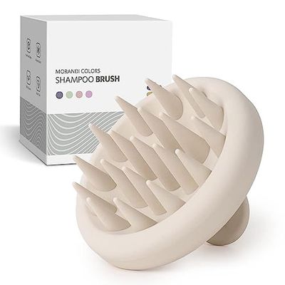 ZMCLG Shampooborstel voor peeling en hoofdmassage, siliconen kam, verzorging van haarwortels, hoofdmassageborstel [nat en droog], hoofdmassageborstel, wit