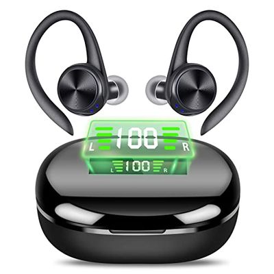Bluetooth-hoofdtelefoon, draadloos, sporthoofdtelefoon, draadloos, touch-bediening, IPX7, waterdicht, hifi-stereo, met HD-microfoon, USB-C snel opladen, 48 uur afspelen voor iOS/Android