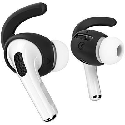 Keybudz EarBuddyz Siliconen oordopjes voor Apple AirPods Pro, EarPods oortelefoon accessoires, oorhaak, oorhaak, antislip, sport, zwart