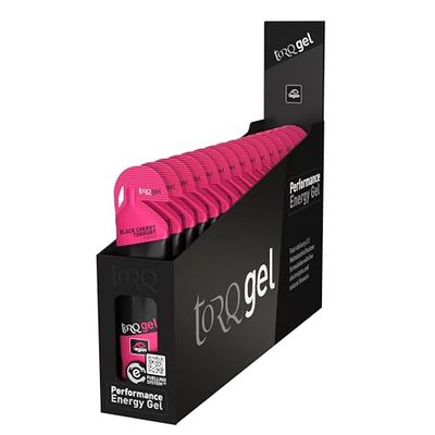 Torq Gel Energético Yogur de Cereza Negra - Deportes, ciclismo, geles para correr con 30 g de carbohidratos, caja de 15