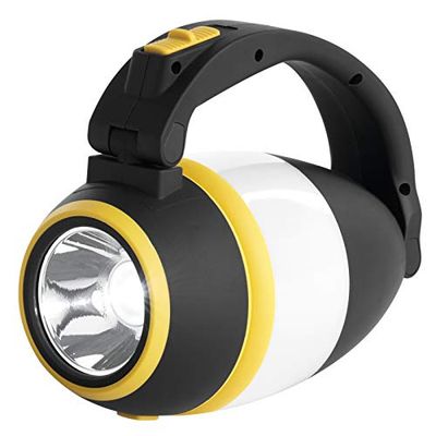 EMOS - Lampe de camping LED multifonctionnelle - portable - 3 types de lumière - 215 lm, max. 305 m - 3 modes d'éclairage - 90 heures - fonctionne sur piles (3 x AA) - pour l'extérieur - noir/jaune
