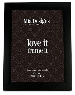 Mia Designs Picture Frame Matte Black Cube 8x10 20x25 Cm Photo Frame for Desk, Wall and Table Top in Eco-friendly PS material Environmentally Friendly Freestanding Frame