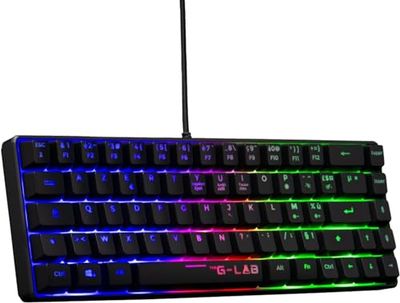 The G-Lab Keyz Hydrogen - Gaming-Qwert tangentbord - inkl. Ñ - Halvmekaniskt speltangentbord - 60% gamer-tangentbord, flerfärgad bakgrundsbelysning - mini-gamer-tangentbord tyst, för PC, PS4,