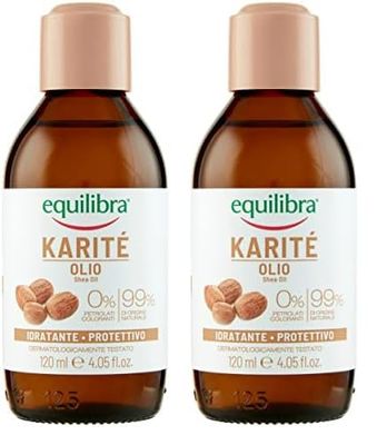 Equilibra Corpo, Olio di Karité, Olio Viso e Corpo Estratto da Burro di Karité, Azione Idratante e Protettiva, Ideale per Pelle Secca e Massaggio, con Fitosteroli e Vitamina E, 120 ml