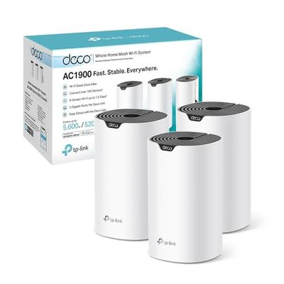 TP-Link Deco S1900(3-pack) Router WiFi Mesh AC1900Mbps, 3 Porte Ethernet Gigabit, Modalità Router e Access Point, Parental Control, 3 Pezzi con Copertura fino a 520㎡, Compatibile con Amazon Alexa