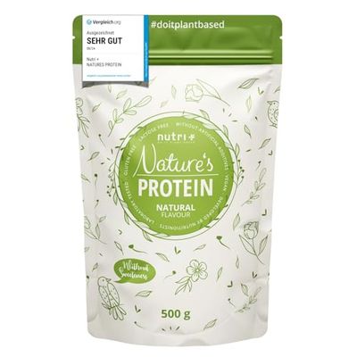Nutri + Protéines naturelles en poudre Neutre sans édulcorant 500g - 84,8% de protéines - boisson sans lactose - en shake ou pour la pâtisserie - sans gluten - végétalien