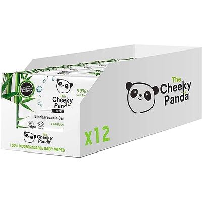 The Cheeky Panda Toalhetes húmidos para bebé | 720 unidades (embalagem de 12), feito de bambu, base de água e sem perfume sem PFAS