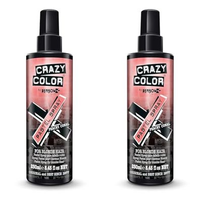 Crazy Color Pastel Hair Spray Peachy Coral 250 ml (Pack of 2)
