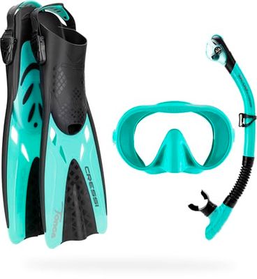 CRESSI Musa Explorer Set Aqua Green L/XL - Mask, Fins, Snorkel Set for Adults, Aqua Green, L/XL