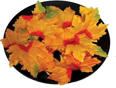 FIESTAS GUIRCA | Orange Pumpkin Leaves (9-10 cm) - Halloween and Scary Party Decoration - Terrifying Props for Celebrations and Events - Ideal for Dark Environments - Orange