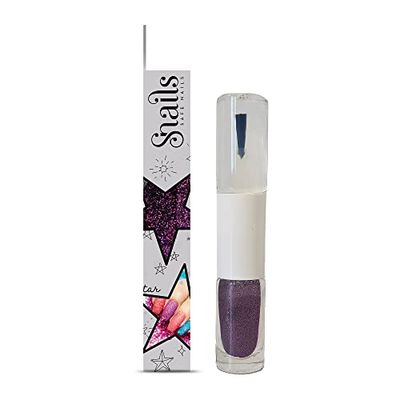 Snails 510218 Vernis à ongles à paillettes 2 en 1 pour enfant, violet, top coat et poudre pailletée, formule peel-off, pelable, à base d'eau, sans danger, végétalien