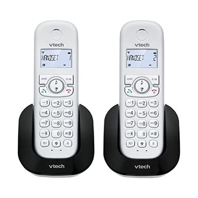 VTech CS1501 Téléphone sans Fil DECT à Deux combinés avec Blocage d'appel, Identification de l'appelant/Appel en Attente, Haut-Parleur Mains Libres, écran et Clavier rétroéclairés