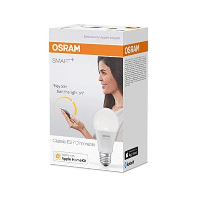 Osram Smart Plus Classic E27 Dimmable - Bombilla LED, Compatible Buetooth,Apple HomeKit, Luz Blanca Cálida, 800 lm, 9 W, 12 x 6 x 6 cm [Clase de eficiencia energética A]
