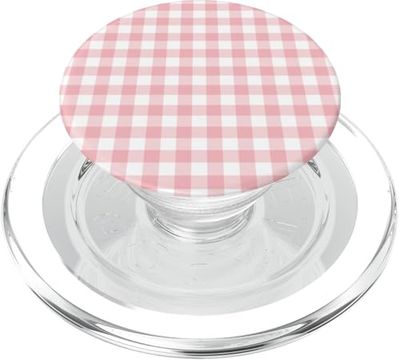 Patrón de cuadros estéticos a cuadros rosa claro PopSockets PopGrip para MagSafe