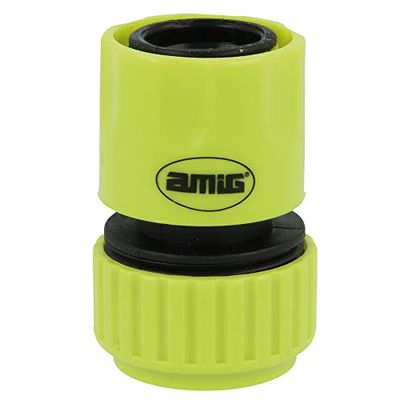Amig - Empalme Rápido para Manguera - 3/4" - Con Sistema de Anclaje Rápido de Clic - Conexión Rápida y Fácil para Mangueras de Agua de Jardín - Plástico ABS - Verde Pistacho