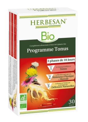 HERBESAN®-PROGRAMME TONUS - Tonus, Résistance Physique & Mentale, Défenses Naturelles - Fabrication française - 30 ampoules de 15 ml