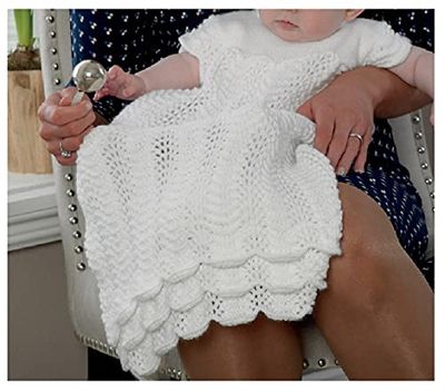 King Cole Baby 4ply Knitting Pattern Christening Set - Lacy Dress Bolero Bootees & Hat (3537)