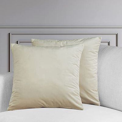 HPD Half Price Drapes Housse de Coussin Heritage en Velours Peluche 45,7 x 45,7 cm – VPYC-198593-CC18PR – Paire, au Lait Cream