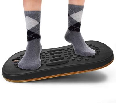 Yes4All Wobble Balance Board voor staand bureau met design schuimkussen Comfort vloermat. Rocker Board/Wobble Board Staande bureau voor thuis fitnessruimte kantooraccessoires Grijs Zwart