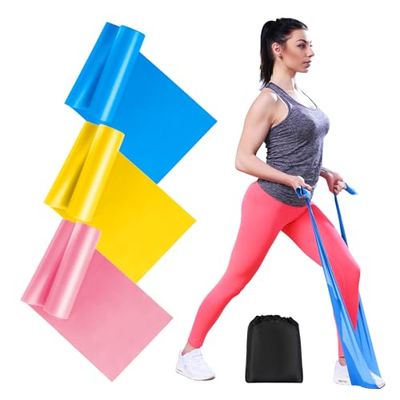 AiQInu 3 Pezzi Bande Elastici Fitness, 3 Livelli Di Resistenza Elastico Fitness, 2M Fasce Elastiche Fitness Per Yoga Forza Pilate