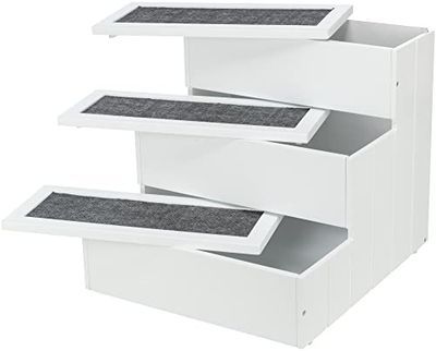 TRIXIE Antislip en gewrichtsvriendelijke trap voor honden en katten met opbergruimte door opklapbare treden, trap, MDF, 40 × 38 × 45 cm, wit tot 50 kg belastbaar