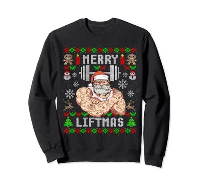 Funny Merry Liftmas Workout Powerlifting Felpa